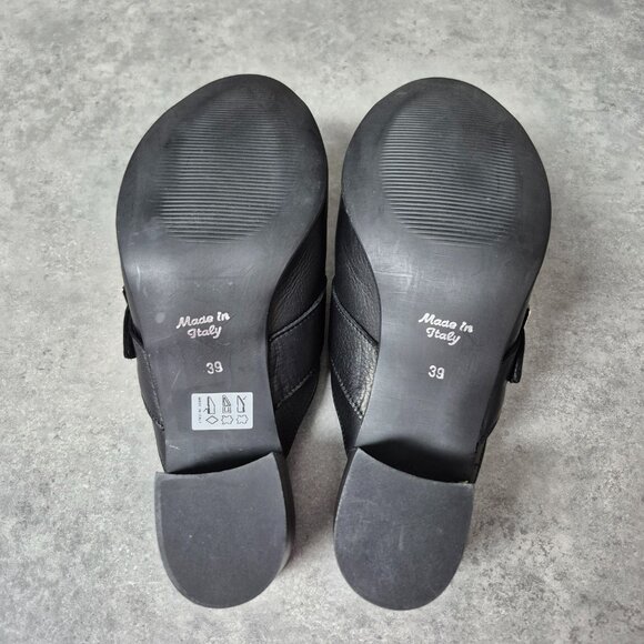 39 Ateliers Black Leather Studded Slip on Sandals Mules - Picture 10 of 10